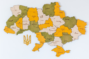 Дерев'яна карта України багатошарова 3D Simpl - Цитрус - XS 70х47 см 1296 фото