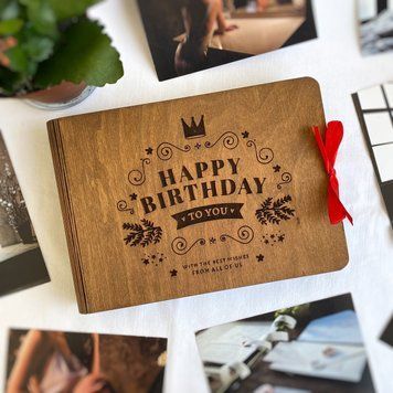 Деревянный фотоальбом на подарок на день рождение "Happy Birthday to you" | Фотоальбом из дерева 1959727706 фото