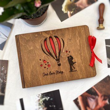 Дерев'яний фотоальбом "Our love Story" | Подарунок на 8 березня, день святого Валентина 1959727707 фото