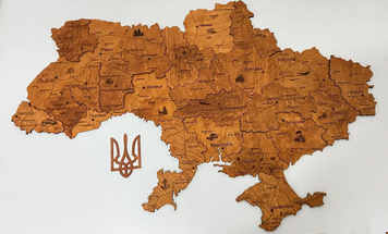 Дерев'яна карта України багатошарова 3D Logistics - Тік - XS 70х47 см 1698 фото