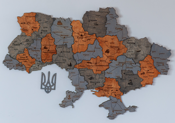 Дерев'яна карта України багатошарова 3D Logistics - Скеля довбуша - XS 70х47 см 1703 фото