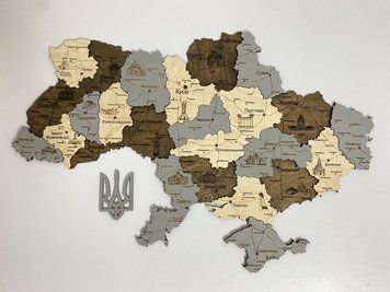 Дерев'яна карта України багатошарова 3D Travel - Кам'яний ліс - XS 70х47 см 1006 фото