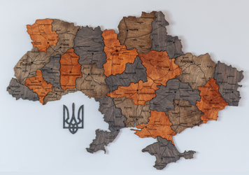 Дерев'яна карта України багатошарова 3D Standart - Вулканічний пил - XS 70х47 см 1701 фото