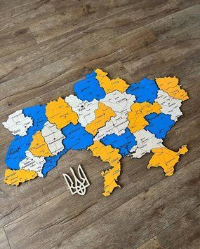 Дерев'яна карта України багатошарова 3D Standart - Патріот - XS 70х47 см 1744 фото