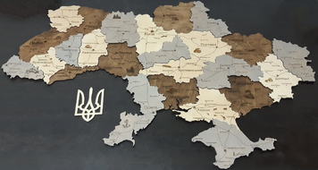 Дерев'яна карта України багатошарова 3D Logistics - Кам'яний ліс - XS 70х47 см 1696 фото